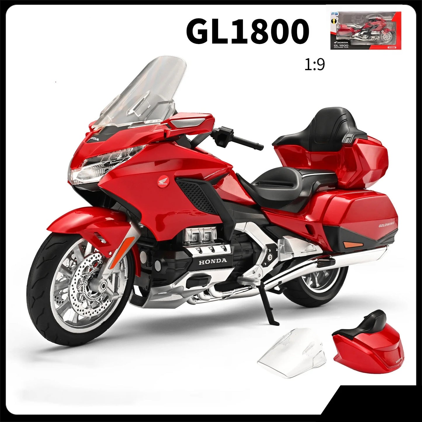 Diecast Honda Gold Wing GL1800 Touring Motorcycle Model 1 to 9 Scale