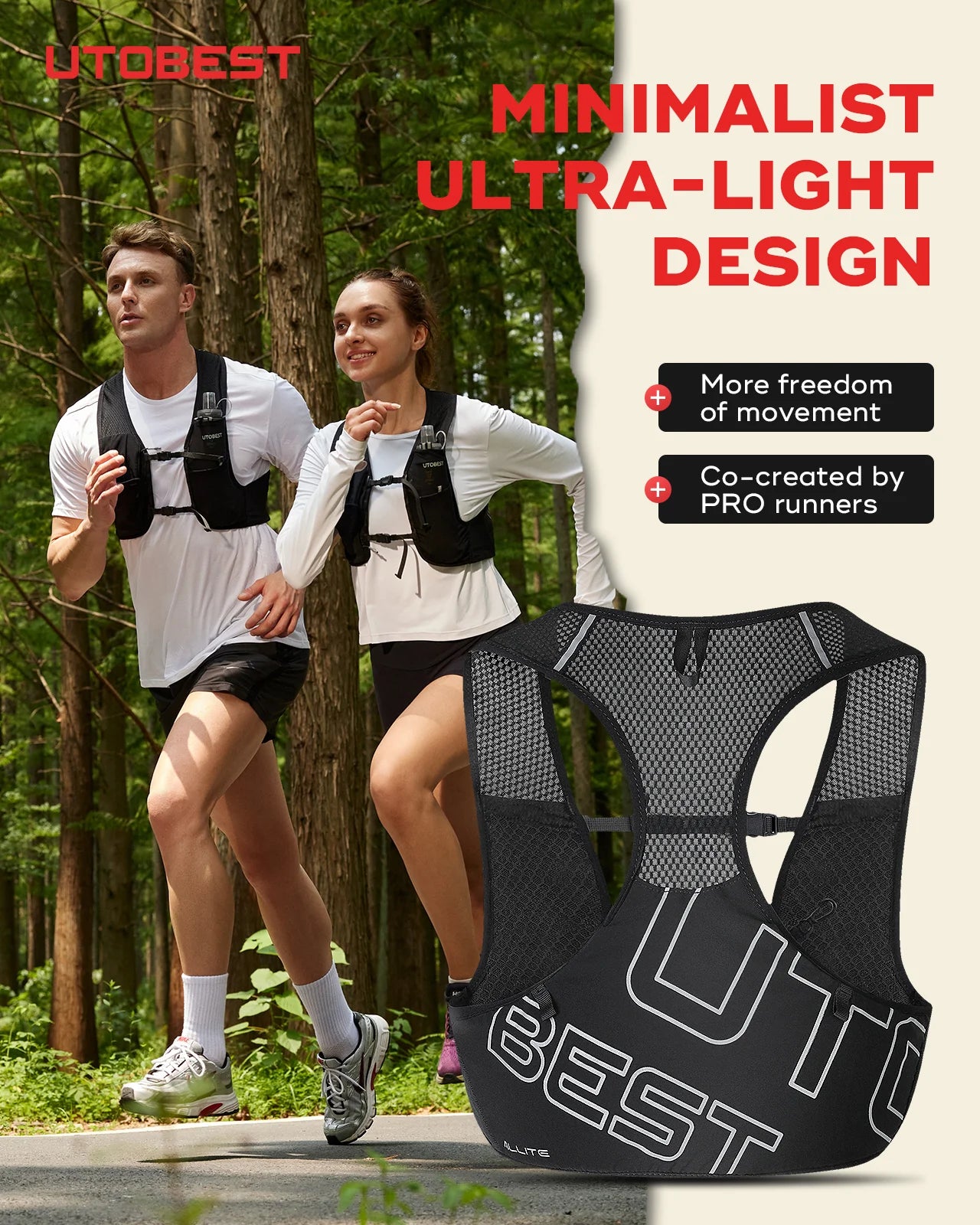 Trail Running Vest Ultra Lightweight Hydration Pack Breathable Functional Pack for Marathon Cycling Hiking