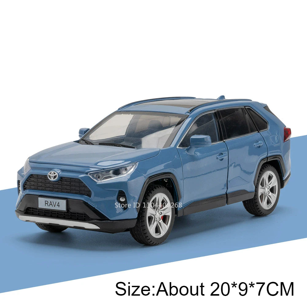 1:24 Scale RAV4 Camry Model Car Toy Metal Diecast Simulation Collection Sound & Light Vehicles Models Hobby Ornaments Gifts