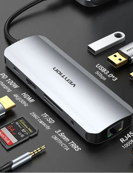 USB C HUB HDMI 4K60Hz RJ45 PD 100W USB Splitter Adapter USB 3.0 HUB For iPhone 15 Macbook Air Pro iPad Samsung Laptop PC