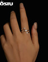 Three layer 0.5 CT Moissanite Coiled Ring 925 Sterlin Silver D Color Moissanite Stackable Promise Wedding Ring