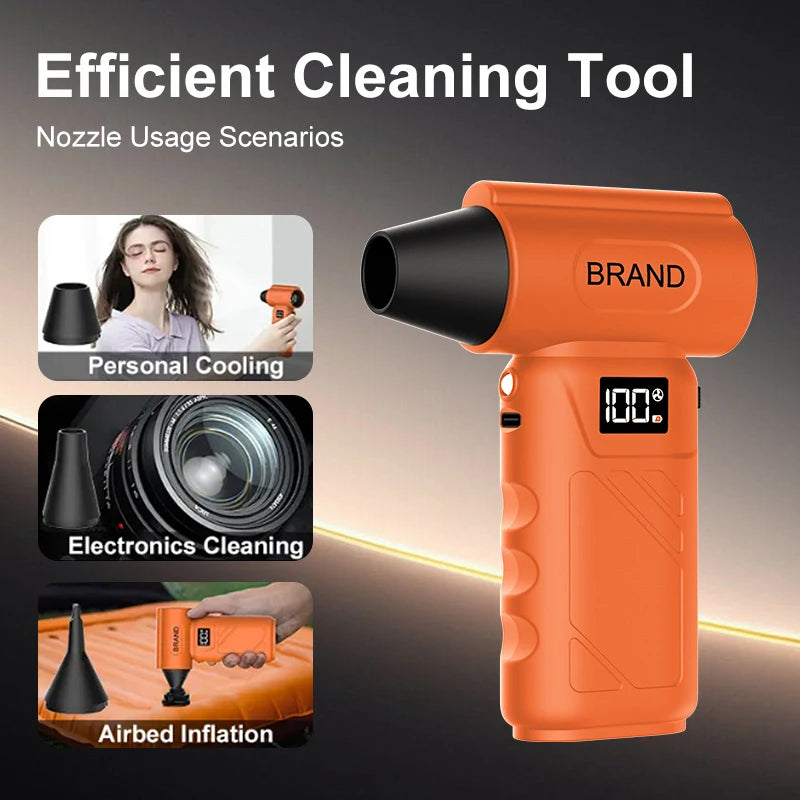 580000RPM Mini Air Blower 5 Gear Adjustable Turbo Jet Fan Electric Air Duster With Led Lighting Battery Display