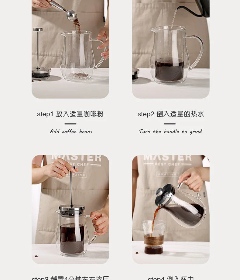 Bodum Design Double Wall Glass Coffee Pot Filter French Presses Kettle Heat-resisting Tea Bottle Follicular Household Flask