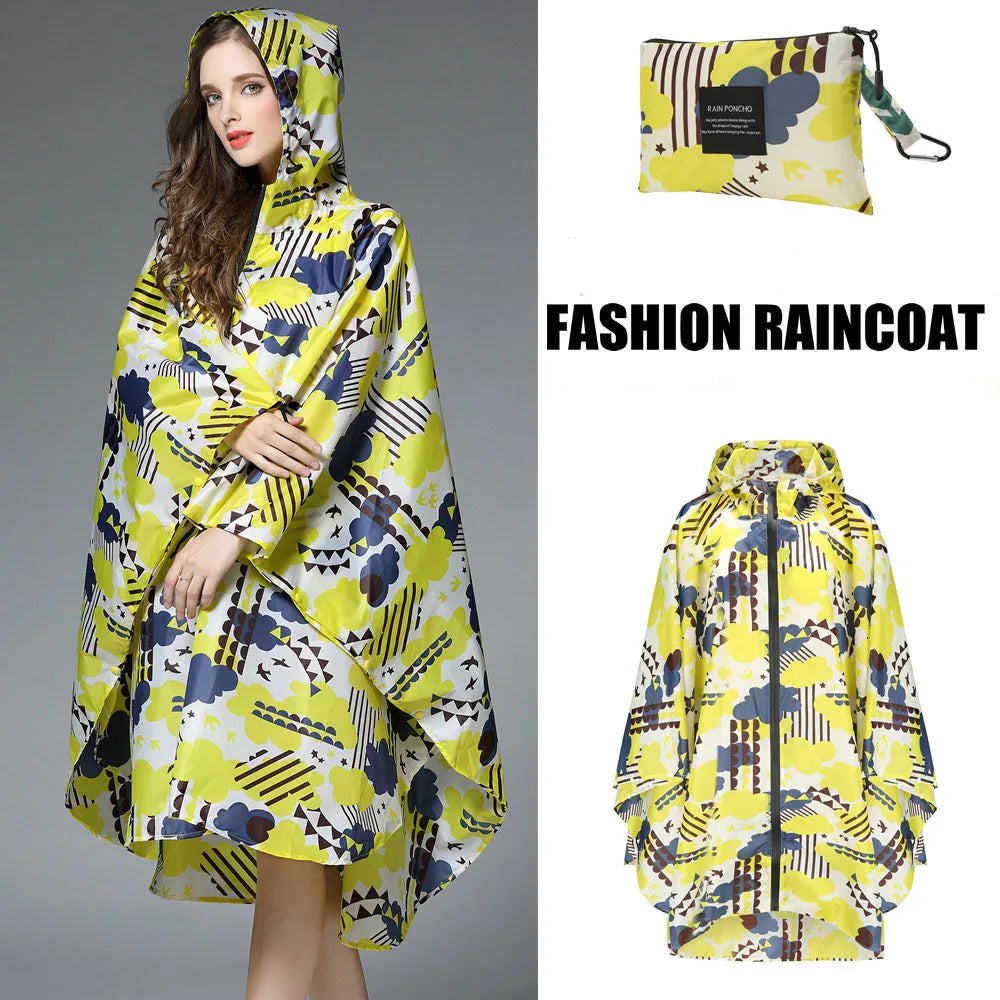 Lightweight Breathable Waterproof Rain Poncho with Belt and Storage Bag