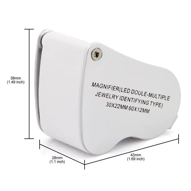 30X 60X LED Jewelry Loupe Magnifier Foldable Dual Lens