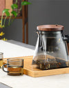 One Click Tea Separation Filtration Bottom Mountain View Glass Teapot With Wood Handle 700ml Kungfu Tea Water Separation Tea Pot