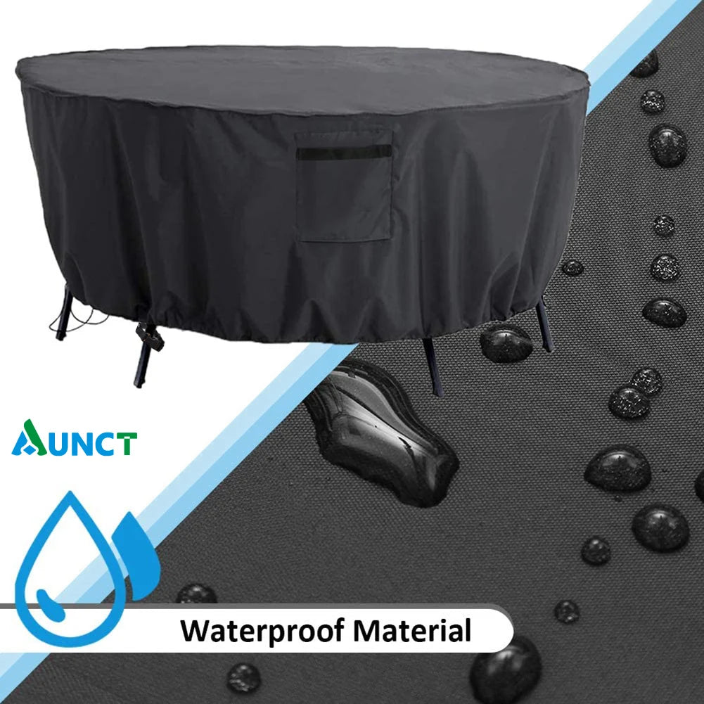 420D Waterproof Round Patio Furniture Cover Outdoor Garden Table Chair Rain Snow Dust Protector