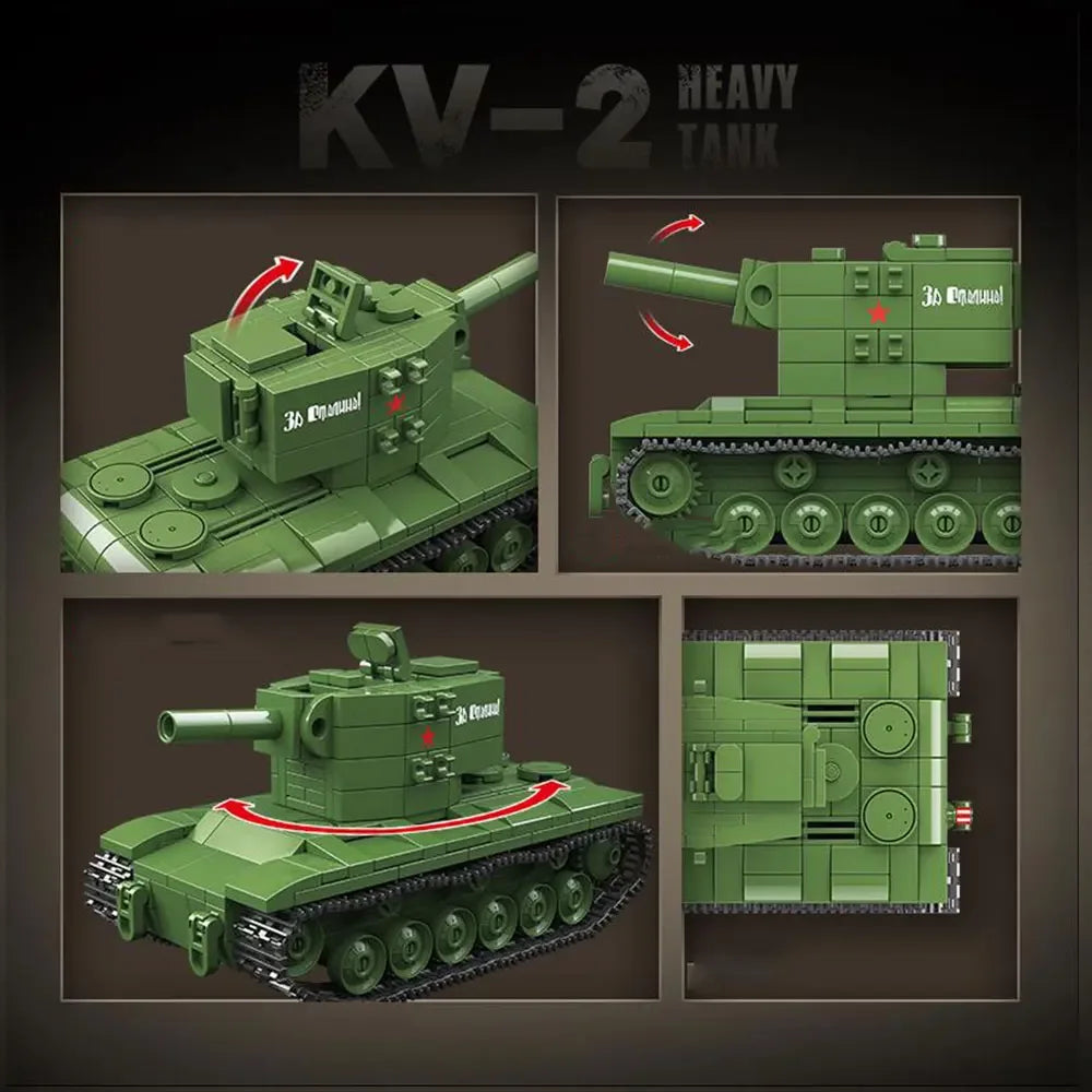 Soviet Military Series IS-2M Tank KV-2 Heavy Tank Truck WW2 Tank Building Blocks Bricks Model Set Toys for s Gifts Technical