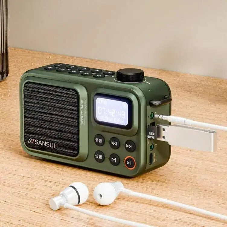 SANSUI F37 portable wireless Bluetooth speaker lyrics display subwoofer radio alarm clock timed shutdown digital song request