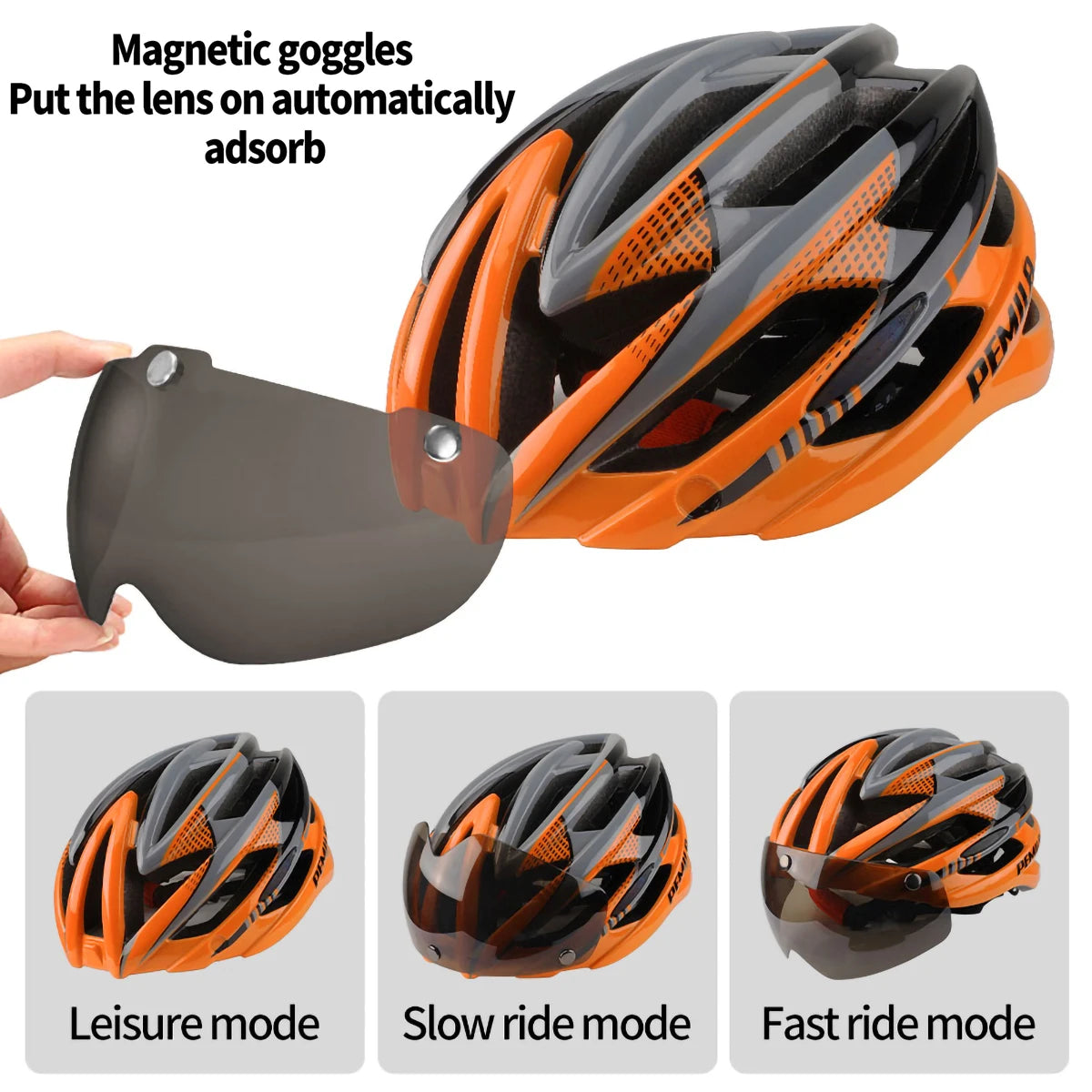 Cycling Helmet With Protective Goggles For Road And Mountain Bike