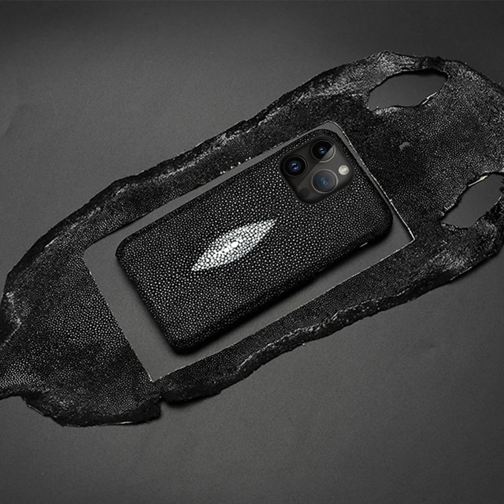Genuine Stingray Leather Phone Case for iPhone 16 15 14 Pro Max Plus 14Pro 15Pro max Luxury Shockproof Back Cover