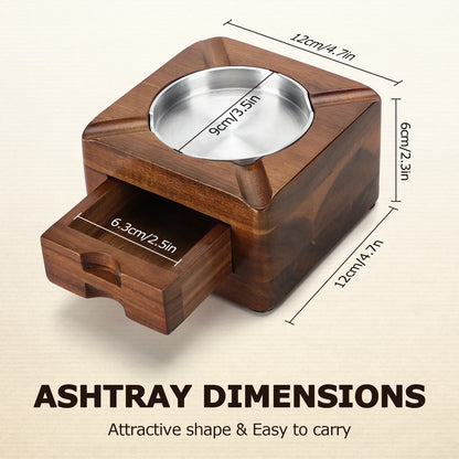 Cigar Ashtray Wooden Ashtray Square Ashtray 4 Slots Cigar Holder Cigar Accessories Drawer