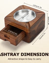 Cigar Ashtray Wooden Ashtray Square Ashtray 4 Slots Cigar Holder Cigar Accessories Drawer for Indoor Outdoor Patio Home Office