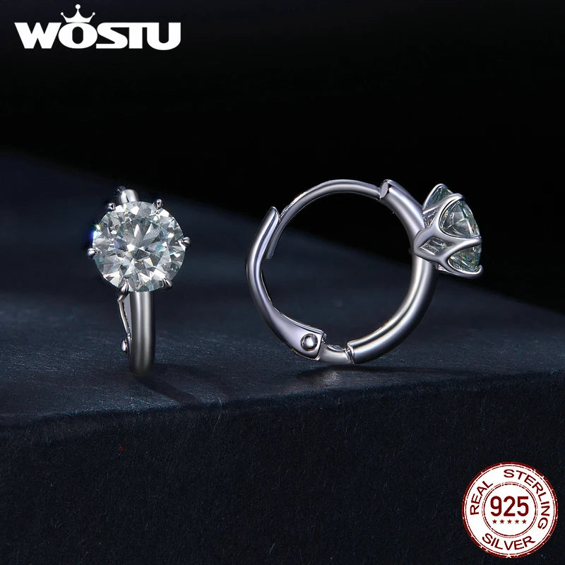 2CT D Color Moissanite Wedcding Earrings Jewelry 925 Sterling Silver Round VVS1 EX Lab Diamond