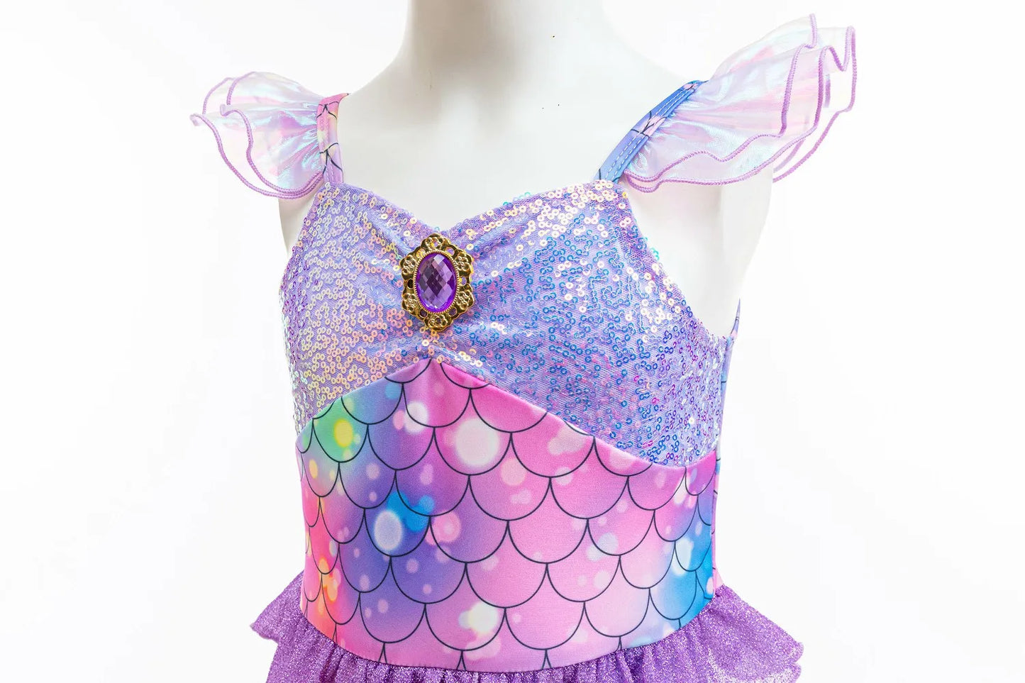 Ariel Mermaid Dress Gown Fashionable Princess Roleplay Costume for Girls