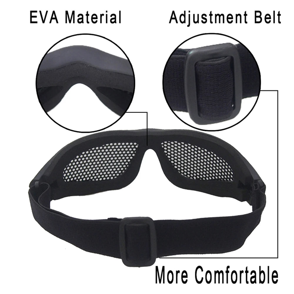 Outdoor Eye Protective Comfortable Airsoft Tactical Glasses Goggles Anti Fog With Metal Mesh/PC Len For Paintball Hunting