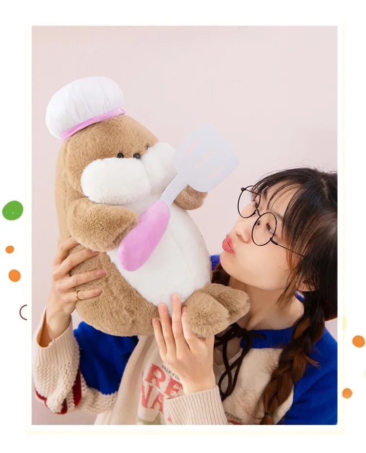 50cm Kawaii Plush Toy Stuffed Doll Anime Chef Seal Cute Large Animal Doll Kids Birthday Gift for Children Plushie Toy