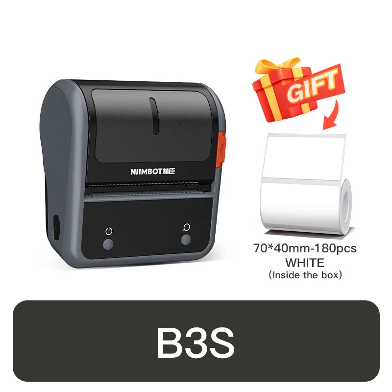 B3S Barcode Thermal Label Printer, Bluetooth Wireless Sticker Maker 20–75mm, Portable Inkless Label Printer for Clothing Jewelry & Shipping