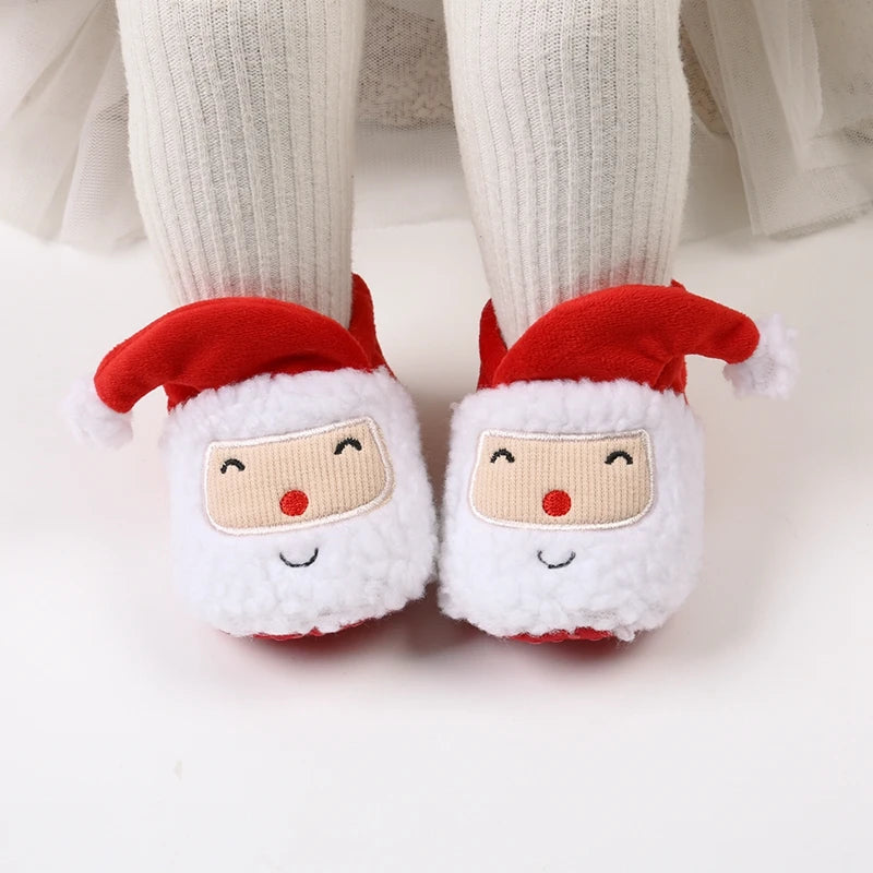 Christmas  Shoes  Winter Snow Boots Cute Cartoon Santa Claus Warm  Walking Shoes Girls Boy Crib Shoes First Walker