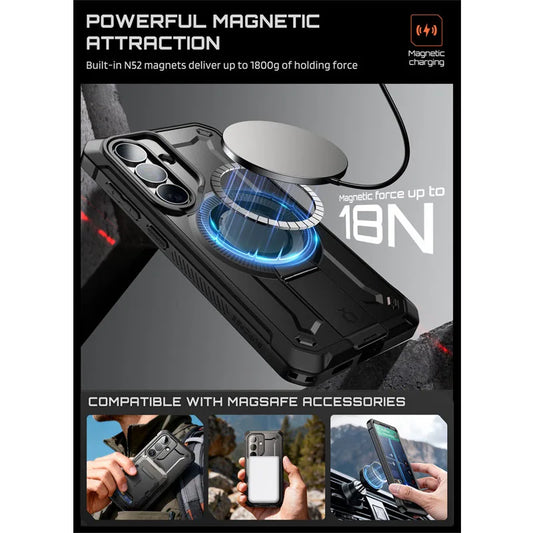Rugged Magnetic Phone Case with Kickstand and Belt Clip for Samsung Galaxy S26 Plus