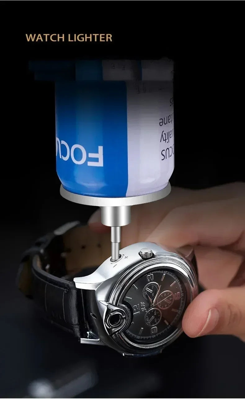 Outdoor Watch Inflatable Lighter Fashion Metal Gas Windproof Portable Open Flame Lighter Smoking Cool Personality Gift 2025 New