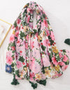 Floral Brand Scarf Luxury Designers New Style Women Elegant Scarves Hug Shawls Pink Purple Scarf Bandana Fashion Design Shawls