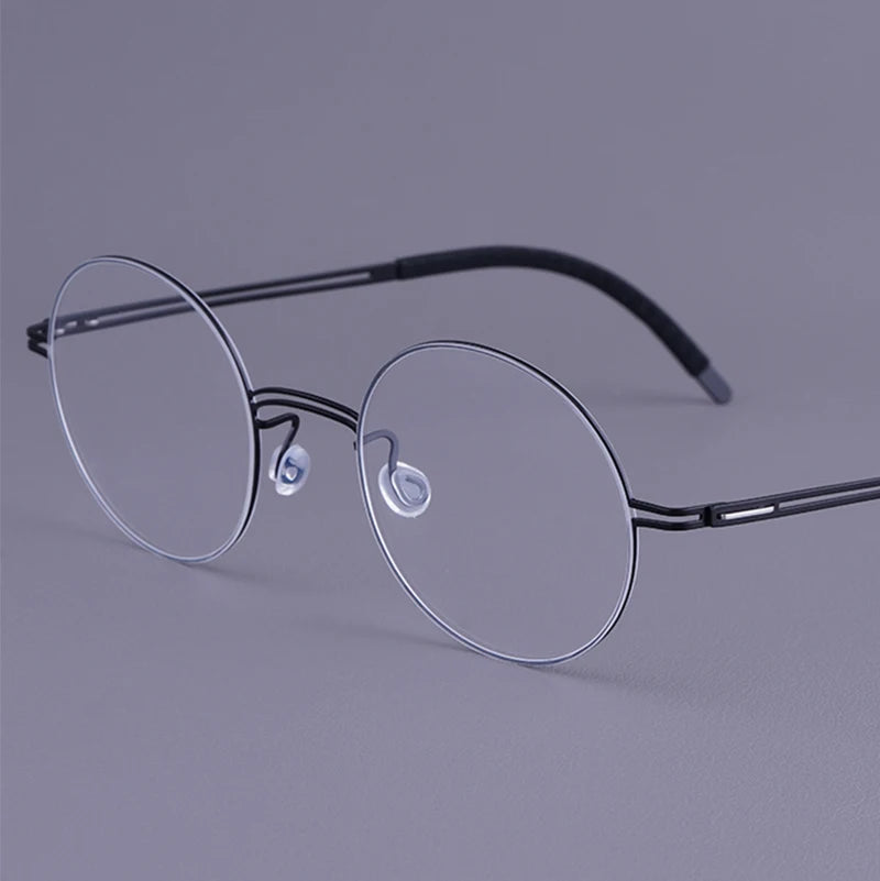 Round Screwless Pure Titanium Eyeglasses Frame