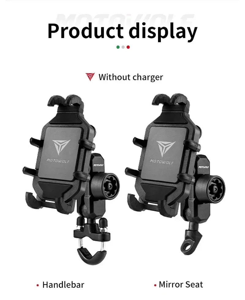 Anti-Thief Motorcycle Bike Mobile Phone Holder Fast 15W Wireless Charging Charger Cycling Mirror Stand Handlebar Mount