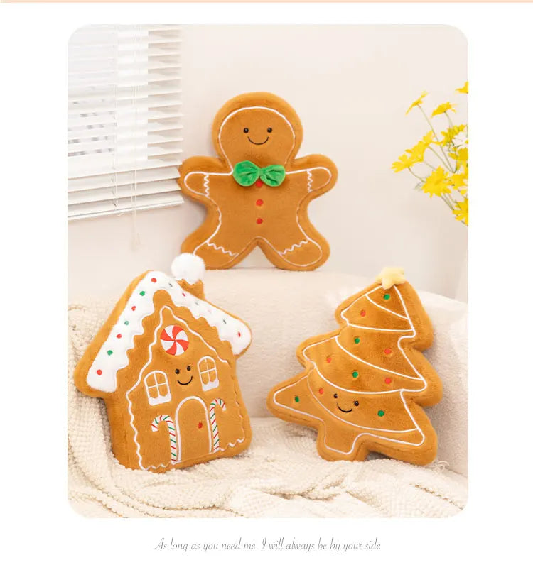 Christmas Tree Gingerbread House Bell Snowman Plush Decor