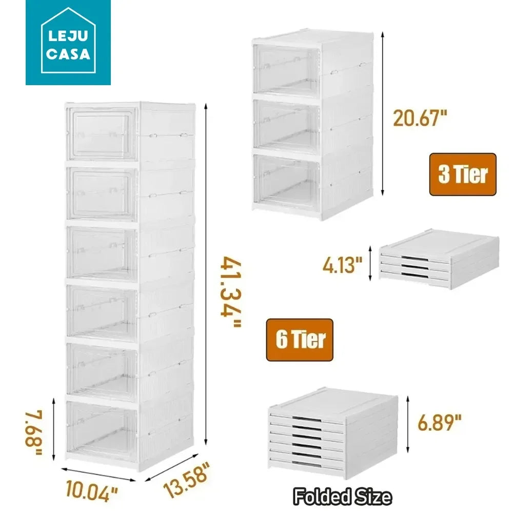 1/3/6 Layers Foldable Shoe Rack Organizer Transparent Sneaker  Simple assembly Dustproof Stackable Shoe Storage With Cover