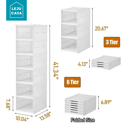 1/3/6 Layers Foldable Shoe Rack Organizer Transparent Sneaker  Simple assembly Dustproof Stackable Shoe Storage With Cover