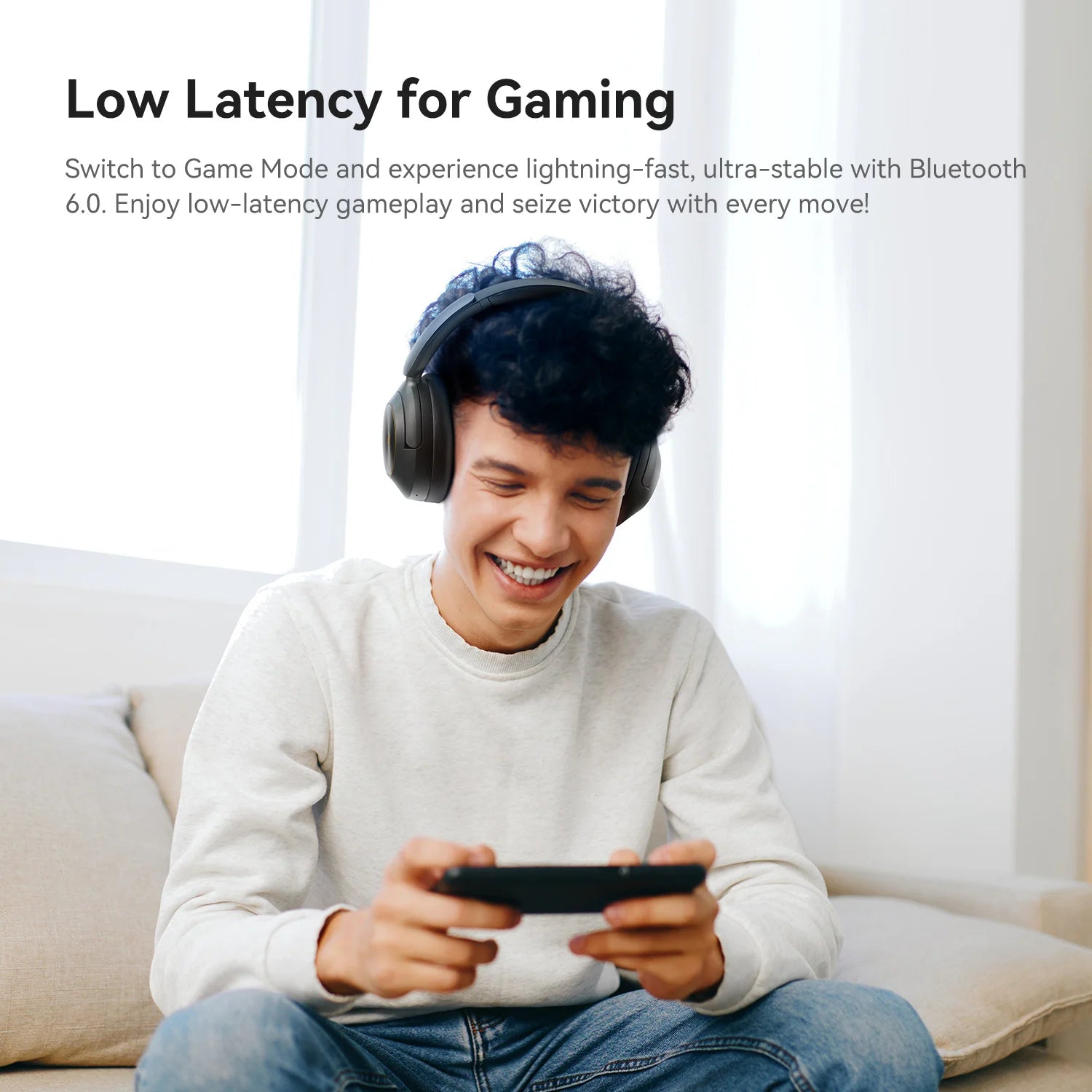 A6 ANC Wireless Bluetooth 6.0 Headphones -48dB Hybrid Active Noise Cancelling Over Ear Headset With Mic Hi-Res LDAC APP