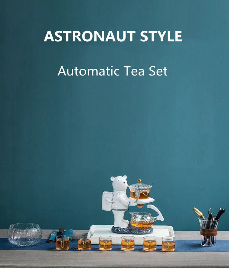 Heat-resistant Tea Infuser Glass Tea Maker Pot With Base New Astronaut  Kungfu Tea Set Automatic  Glass Teapot