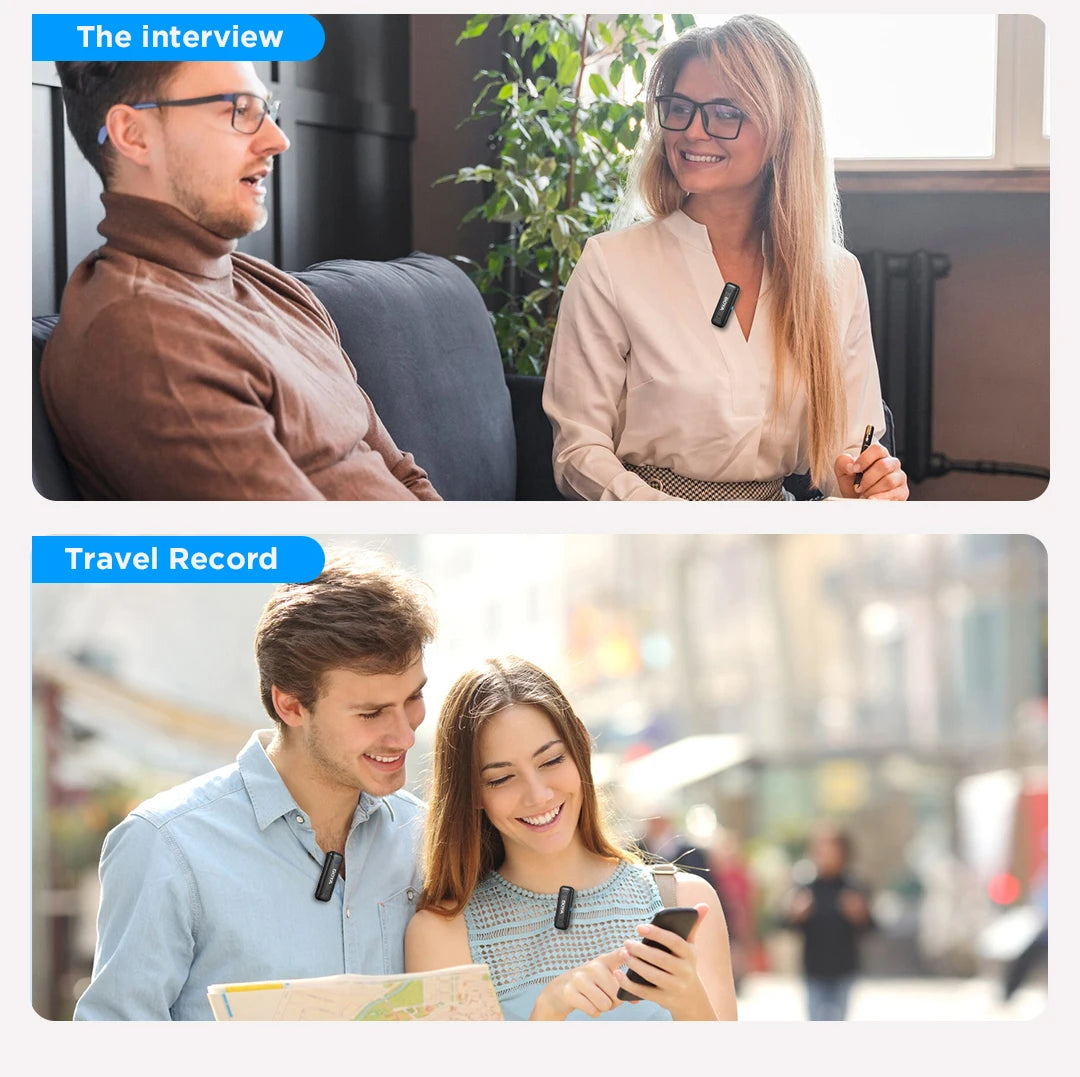 BY-WM3T Wireless Lavalier Lapel Microphone for iPhone Andriod Smartphone DSLR Cameras Live Streaming Youtube Recording Vlog