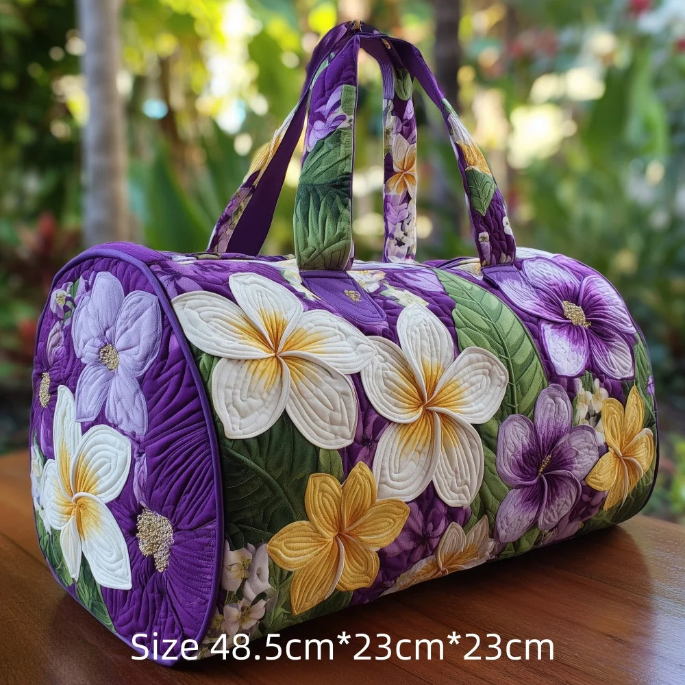 3D Printed Quilted Travel Duffle Bag Floral Pattern Tote Colorful Flowers Carry-On Lightweight Weekender Overnight Bag for Women