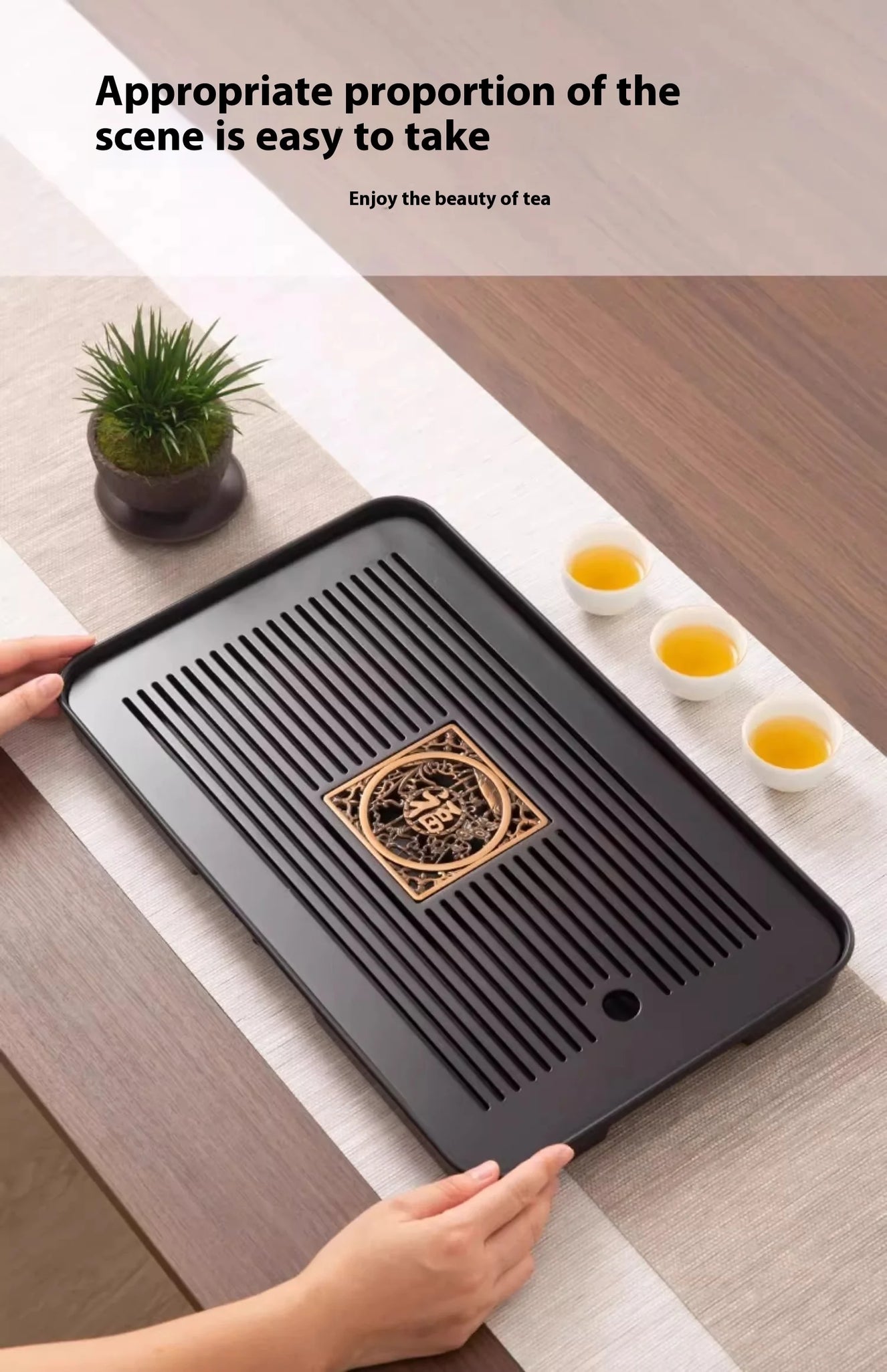 Bamboo Tea Tray Portable Dishes Rectangle Tea Ceremony Chaban Tea Chaban Tea Table Dual Purpose Drainage Water Storage