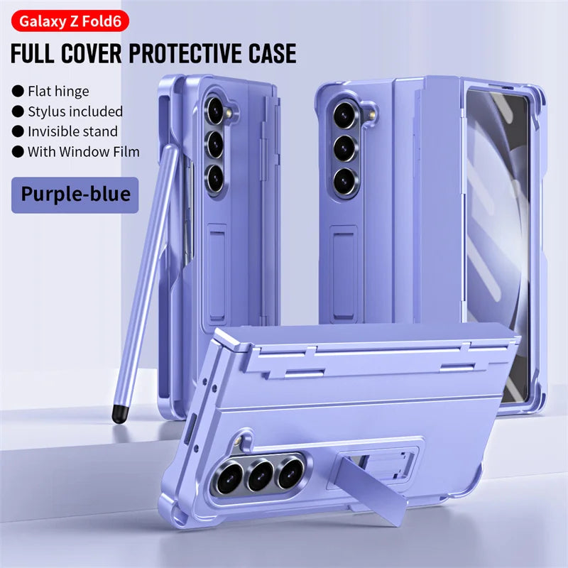 Phone Case With Pen Slot Stylus Hinge bracket Shell Membrane For Samsung Galaxy Z Fold 5 4 3 Case All-Inclusive Z Fold 6 3 Cover