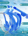 Full Face Snorkel Mask Snorkeling with Camera Mount 180 Degree Panoramic View Anti-Fog Anti-Leak Snorkeling Set for Adult Kids