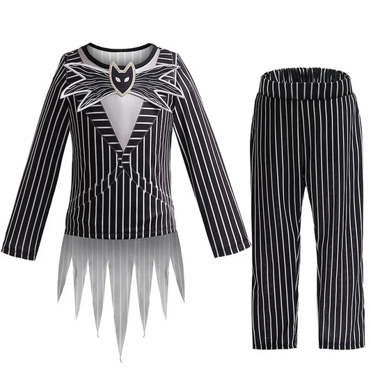 Nightmare Before Christmas Jack Skellington Halloween Skellington Jack Cosplay Costume for Kid Boy Carnival Children Clothing