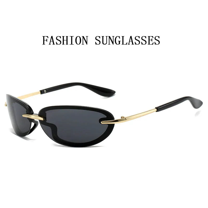 Y2k Sunglasses Women Trendy Rimless Fashion Glasses Vintage Designer Shades