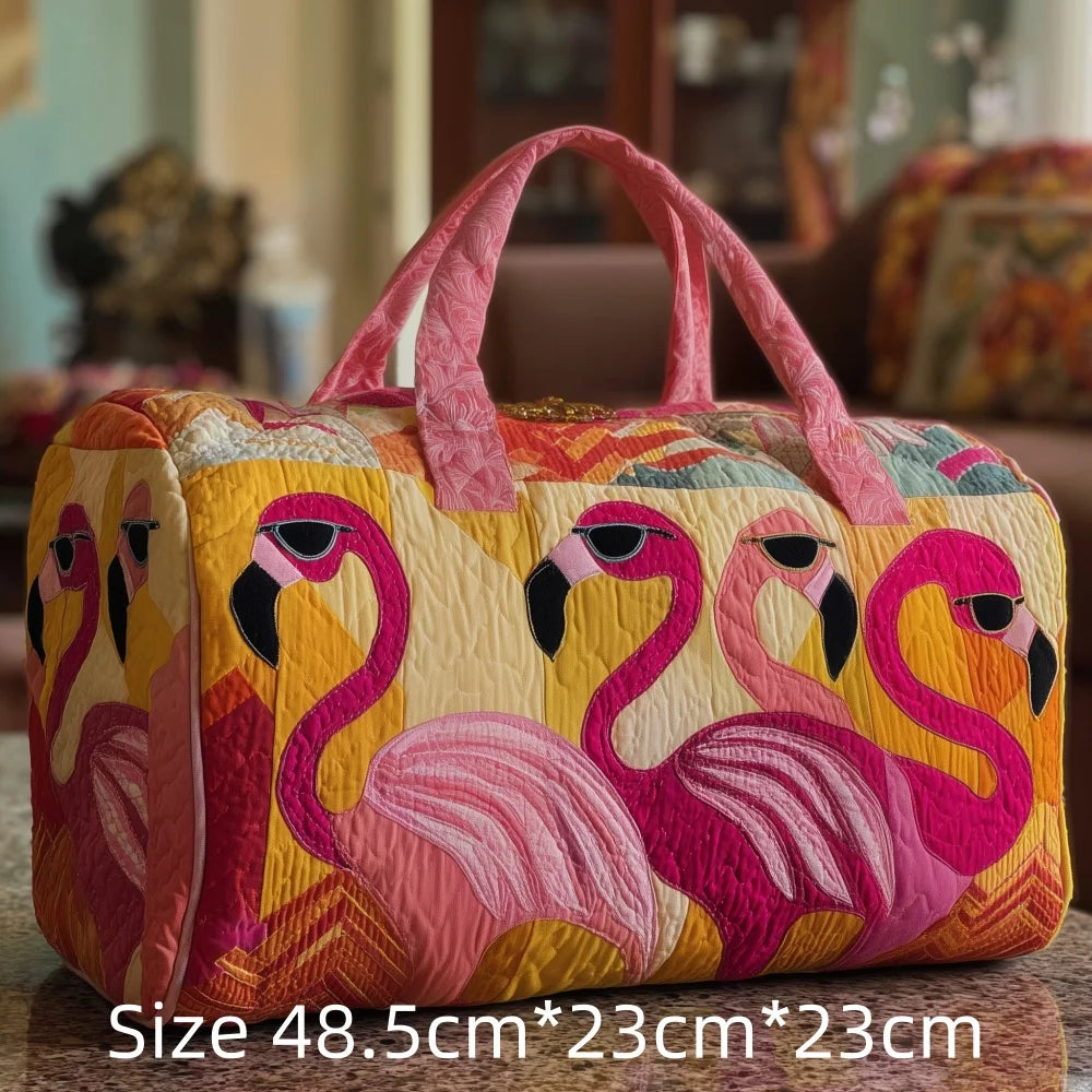 Hot Sale 3D Quilted Flamingo Bag Women Weekender Bag Tropical Palm Leaves Travel Tote Overnight Beach Vacation Carry On Bags