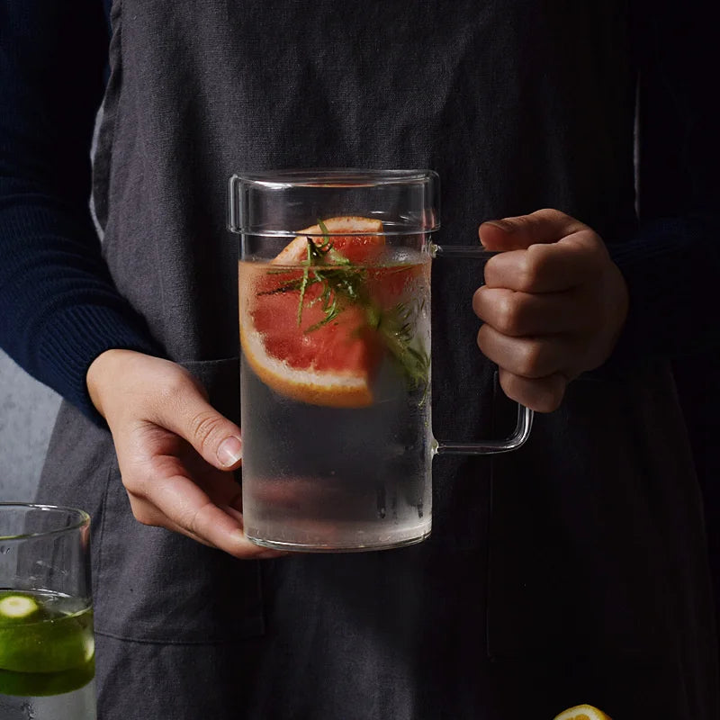 700ml Glass Coffee Mug Handmade Heat Resistance Clear Tea Milk Juice Cup Water Beer Drinking Mug Office Drinkware