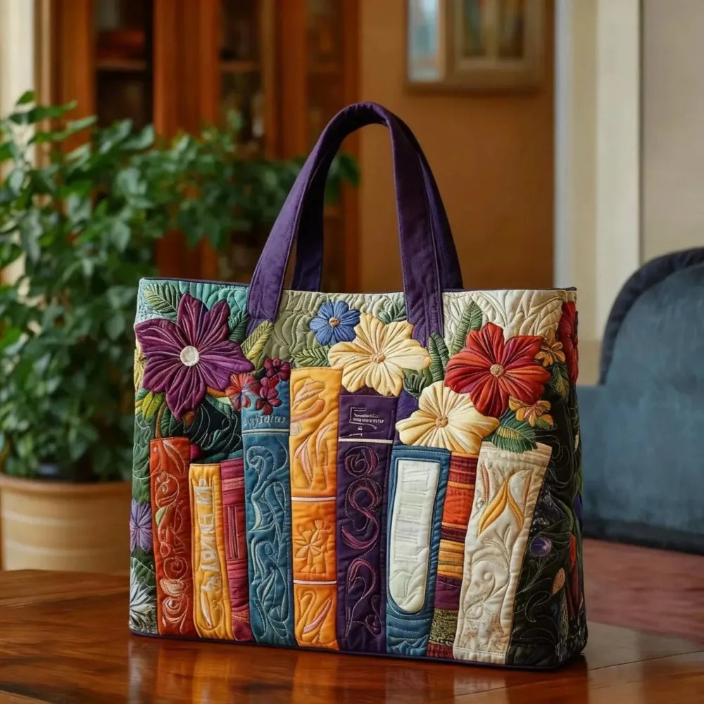 Vintage Quilted Canvas Tote Bag Large Capacity 3D Printed Shopping Handbag
