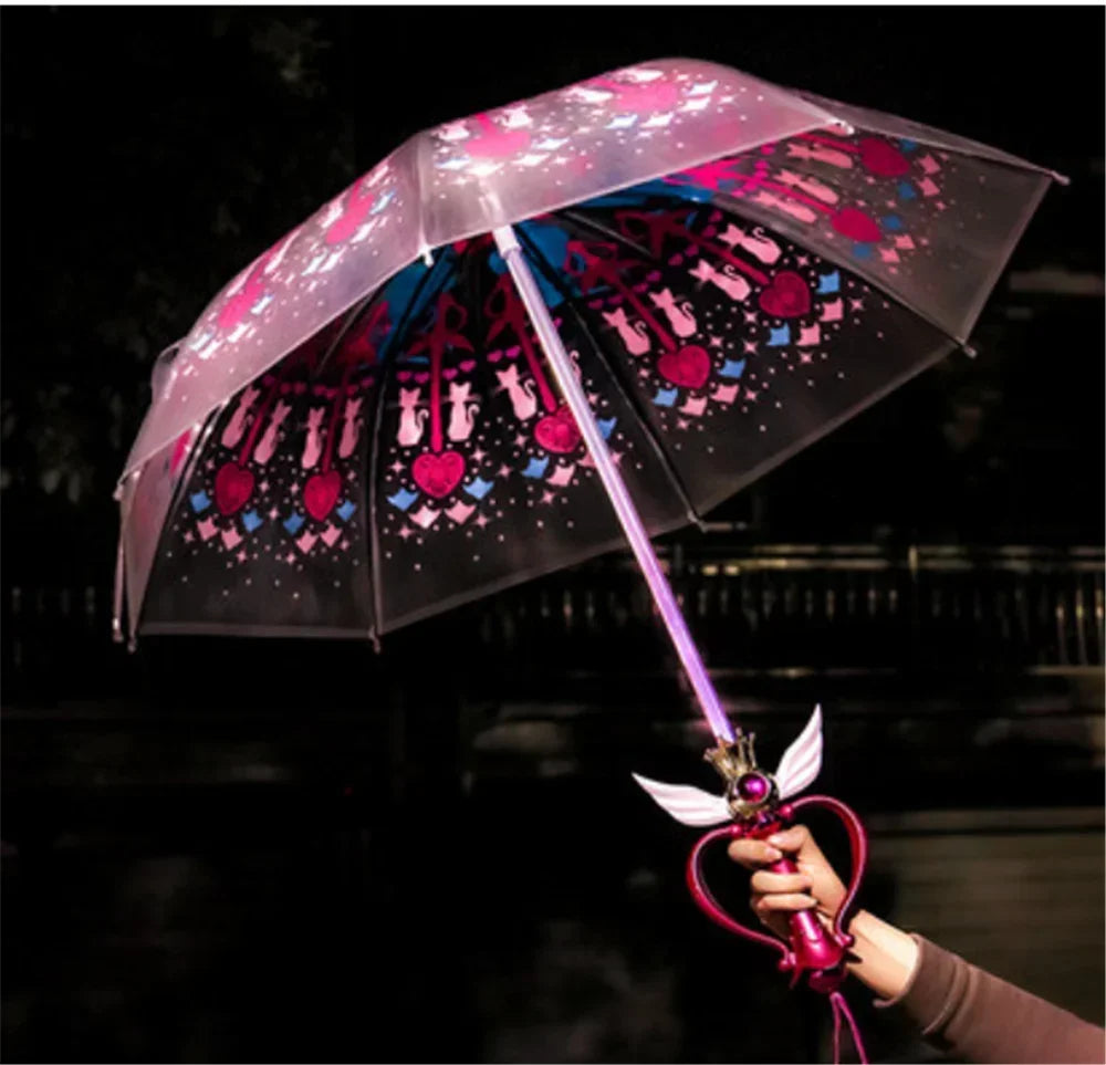 Luminous Umbrella Sailor Moon Magic Stick Umbrella Rain Gear Transparent Sailor moon