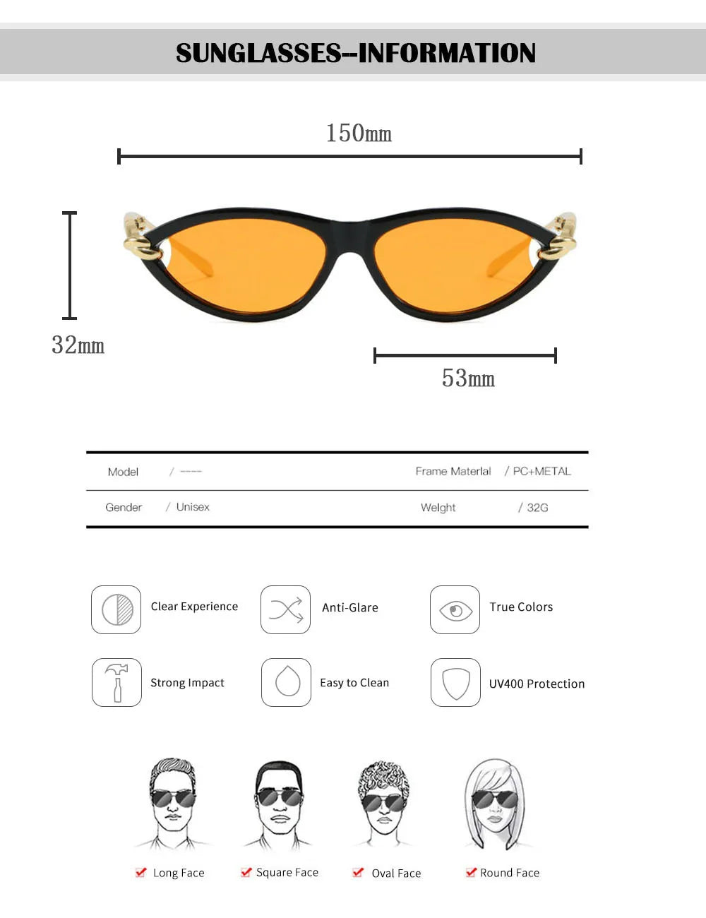 Vintage Cat Eye Sunglasses With UV400 Protection