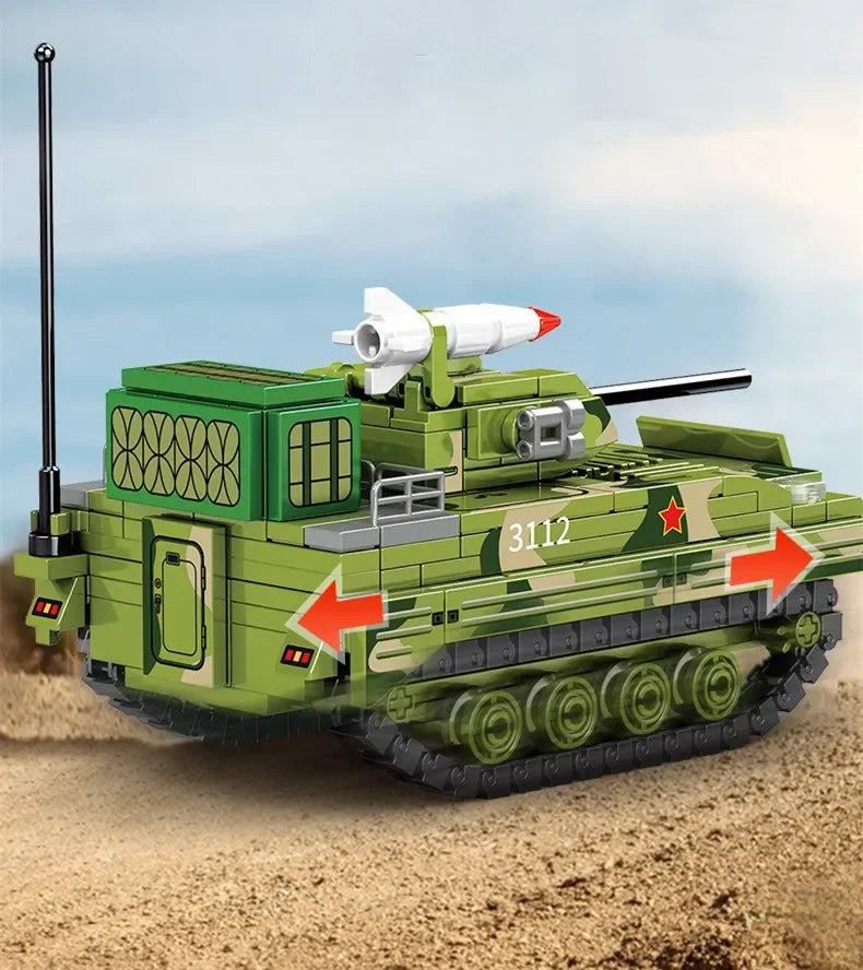 Blocks Chinese military tank chariot Model action figure social games s toys boy birthday gift room decoration ornament