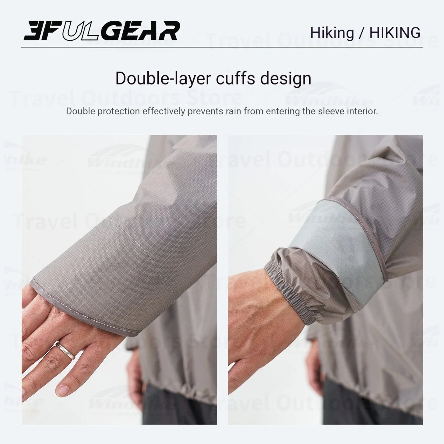 Lightweight Waterproof Hiking Rain Jacket and Pants Set with Hood