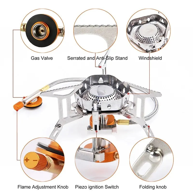 Camping Burner 3200W Windproof Foldable Electric Ignition Outdoor Portable Gas Stove