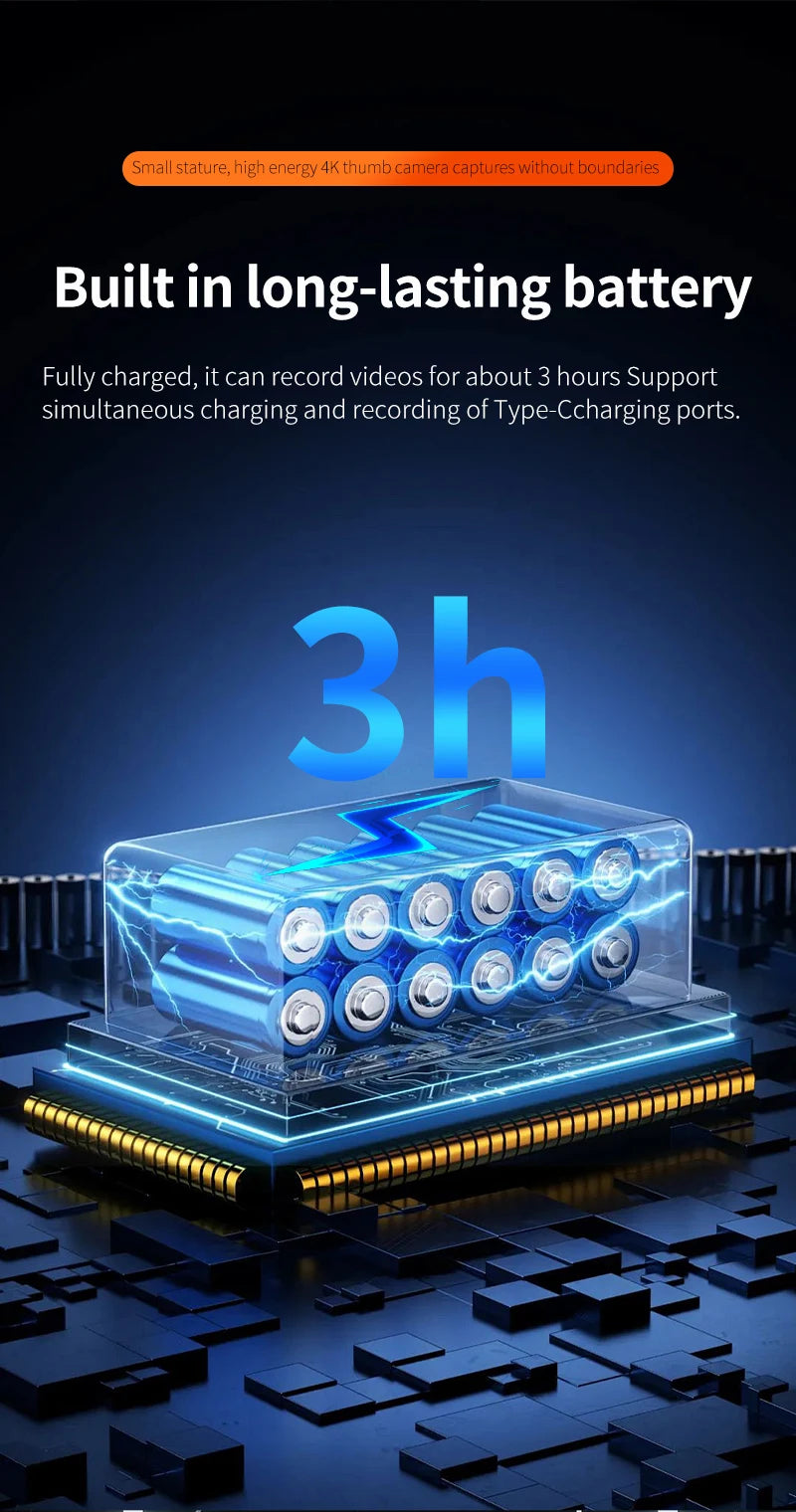 4K WiFi Mini Action Camera Outdoor Sport Thumb Pocket Camera Portable Helmet Motorcycle Camcorder for Vlog Cycling Body Cam