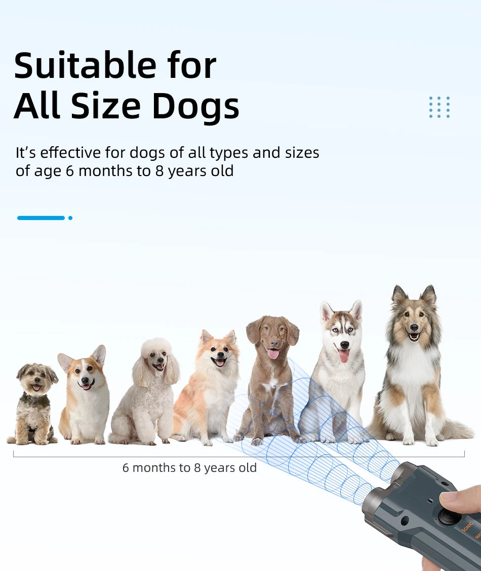 2 In 1 Training & Anti Barking Device Ultrasonic Dog Repeller With Flashlight Stop Attack Rechargeable Anti Dog Bark Deterrent